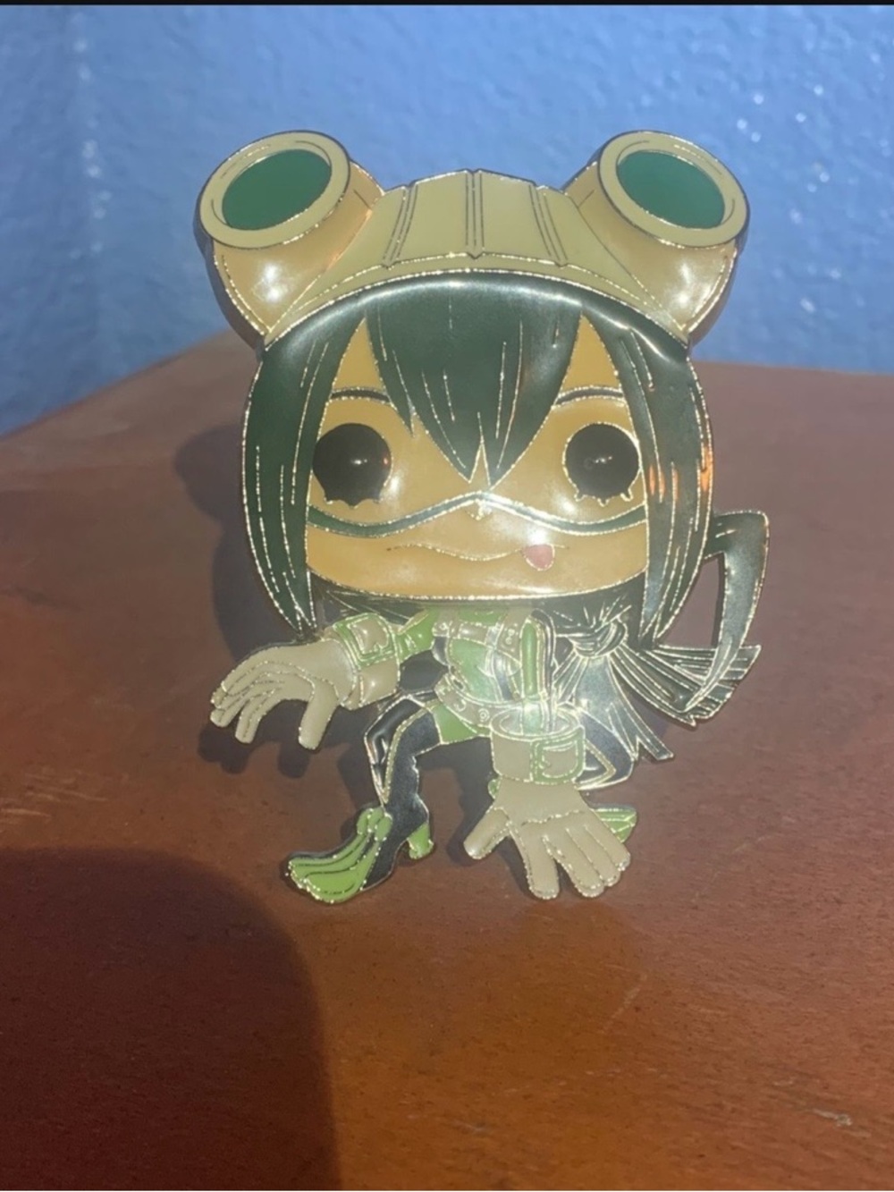 Anime Frog Girl Enamel Pin – Green and Gold